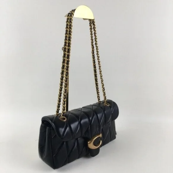 Coach Black Quilted Shoulder Bag with Gold Chain - Picture 3 of 6